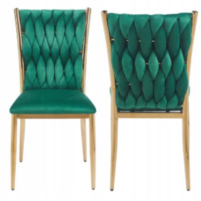 Green Velvet Chair with Gold Frame for Furnitex Table