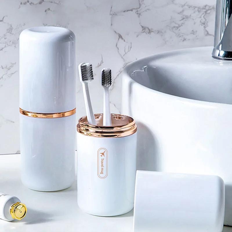 Travel Portable Toothbrush Cup Bathroom Toothpaste Holder Storage Case Box Organizer Travel Toiletries Storage Cup Mouthwash Cup