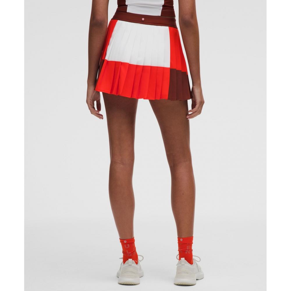 Lullulemon Coat Champ Pleated High-Rise Tennis Skirt Wht Crye Cach