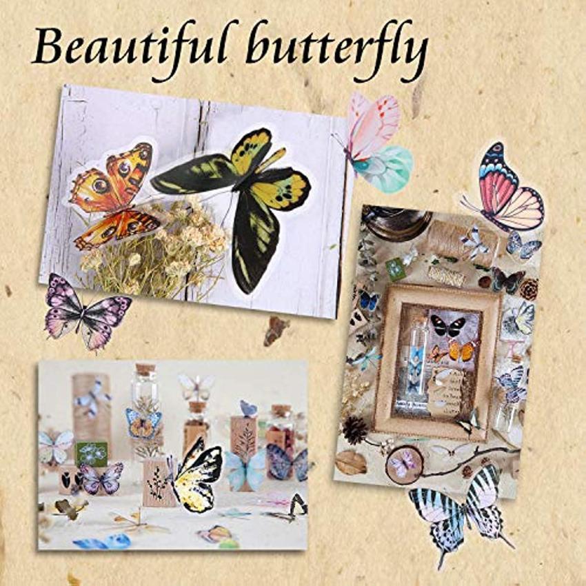 40 PCS Vintage Butterfly PET Transparent Stickers Set Butterflies Resin Decals for Scrapbook DIY Crafts Laptops