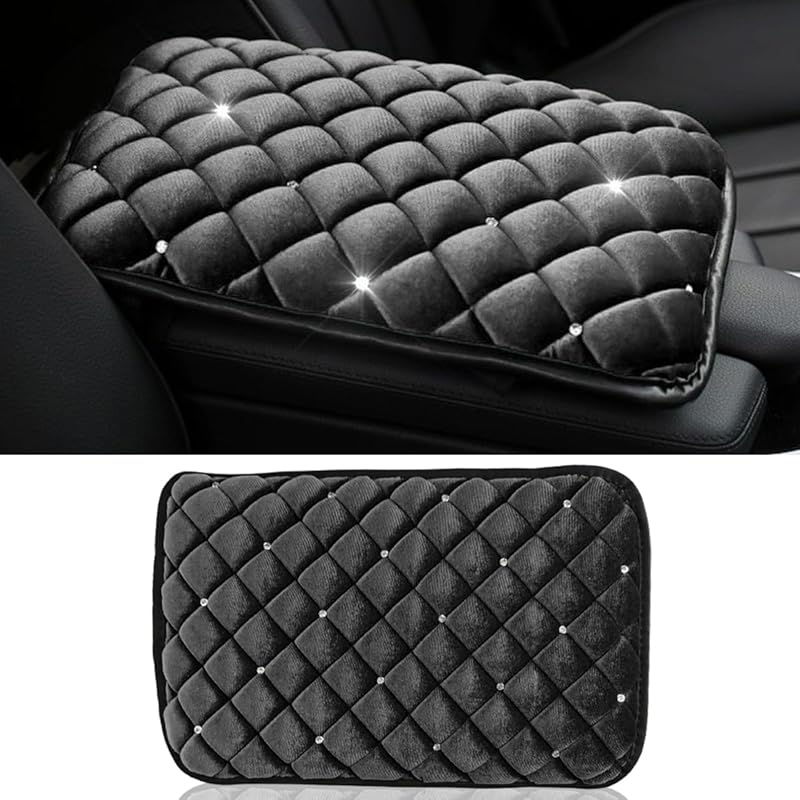 Plush Car Center Console Pad, Bling Diamond Car Armrest Cover, Soft Seat Box Cover Protector, Universal Car Interior Decoration Accessories Fit Most