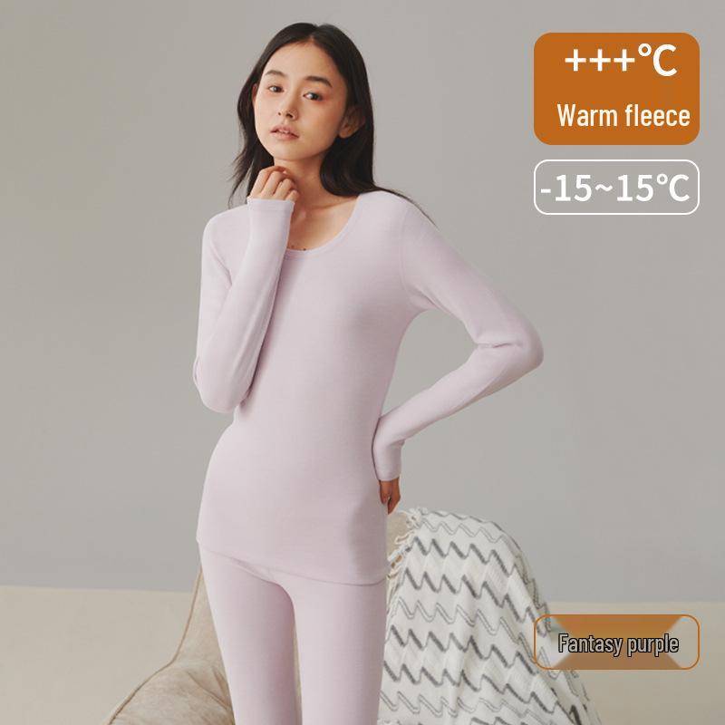 

Женский утолщенный флисовый комплект термобелья облегающего кроя с круглым вырезом для осени и зимы M