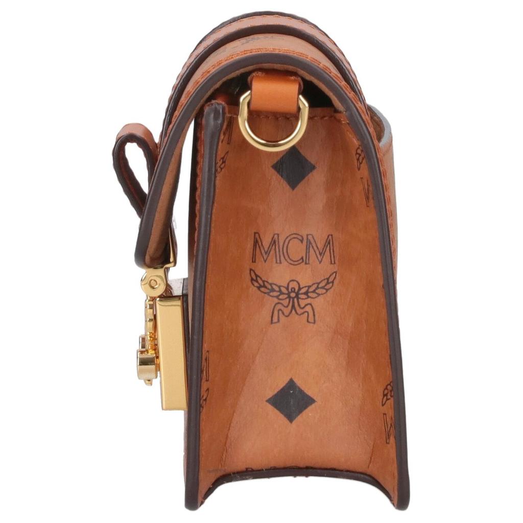 MCM Tracy Leather Trim Logo Print Pattern Pvc Crossbody Bag Medium Women bags Brown MWREAXT05CO