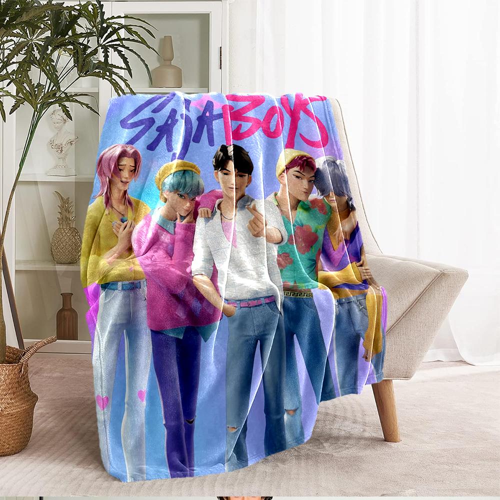 Saja Boys Theme Printed Blanket - Perfect for Couch, Bed, Travel & Outdoor Use | Machine Washable, Cozy & Durable.