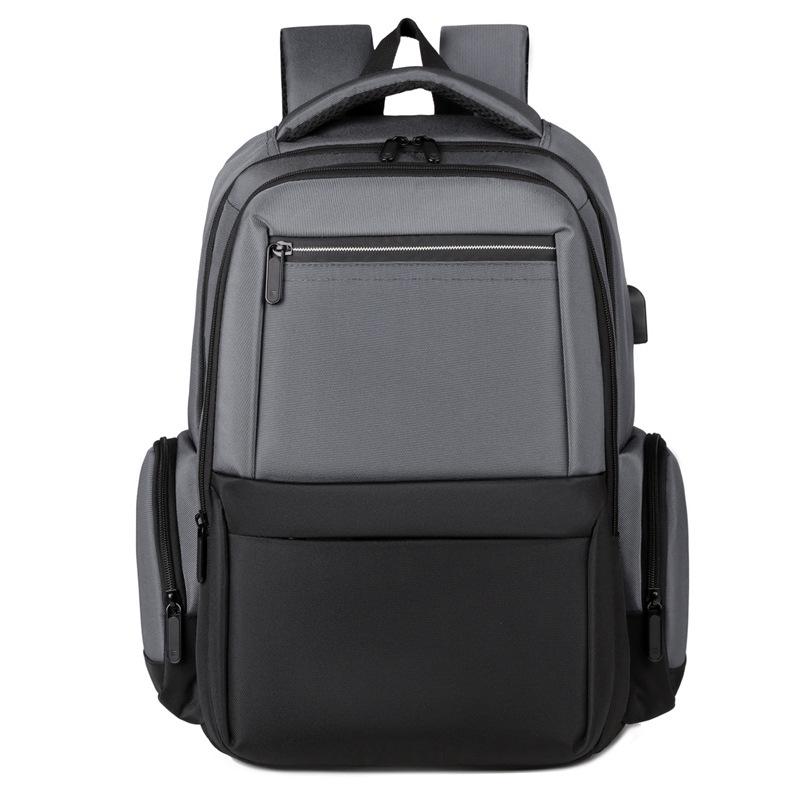 Men's Large Capacity Color Block Laptop Backpack - Business Casual & Student Friendly
