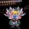 Double-layer High-legged Crystal Glass Handicraft Display Lotus Butter Lamp Base Stand Display Buddha Offering Candlestick
