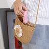 Yogodlns Reißverschluss Blume Strohtasche Münzbörse Niedliche Umhängetaschen Aufbewahrungskorb Handgefertigt Gewebt Damen Crossbody-Tasche Handtasche