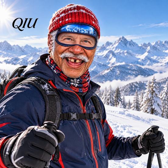 Funny Face Ski Mask Realistic Balaclava Mask, Old Man Woman Print Neck Gaiter, Snowboard Shield Windproof Full Coverage for Winter Sports Snowboarding