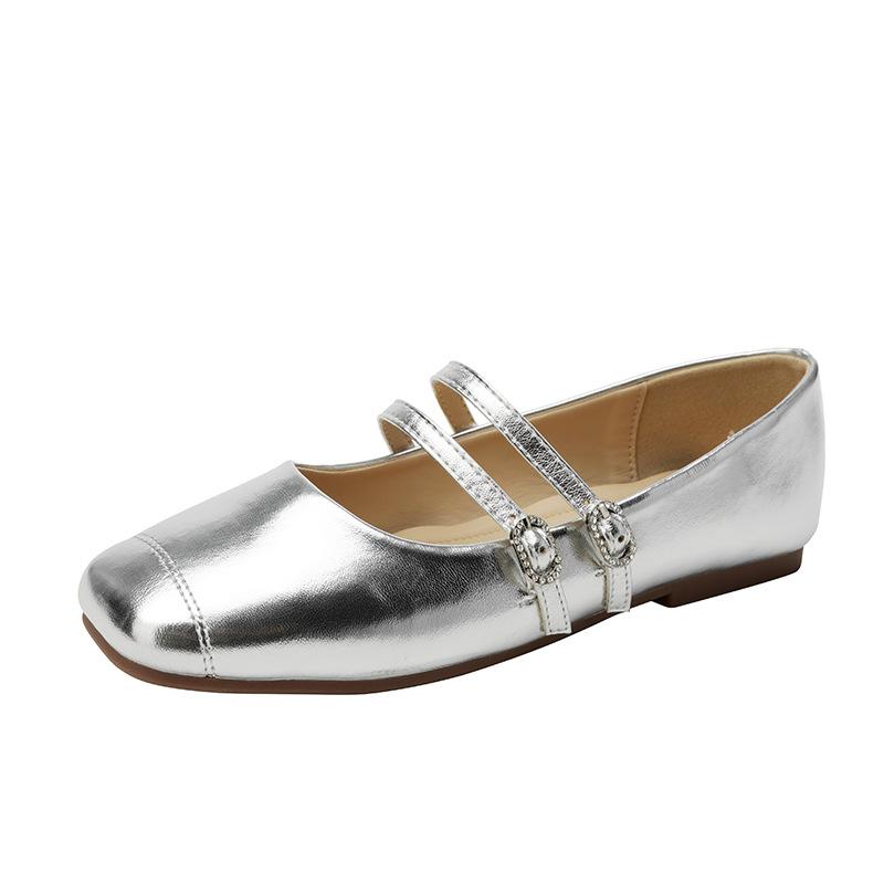 Fashion Double Belt Strap Flats Mary Janes Woman Lolita Shoes Spring Ballets Ladies Shallow Loafers Barefoot Mocasines Femme Bride Shoes