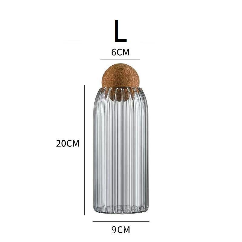 Cork Stopper Glass Storage Jar Clear Glass Canisters with Cork Ball Round Glass Bottles Candy Coffee Beans Spices Storage Tank