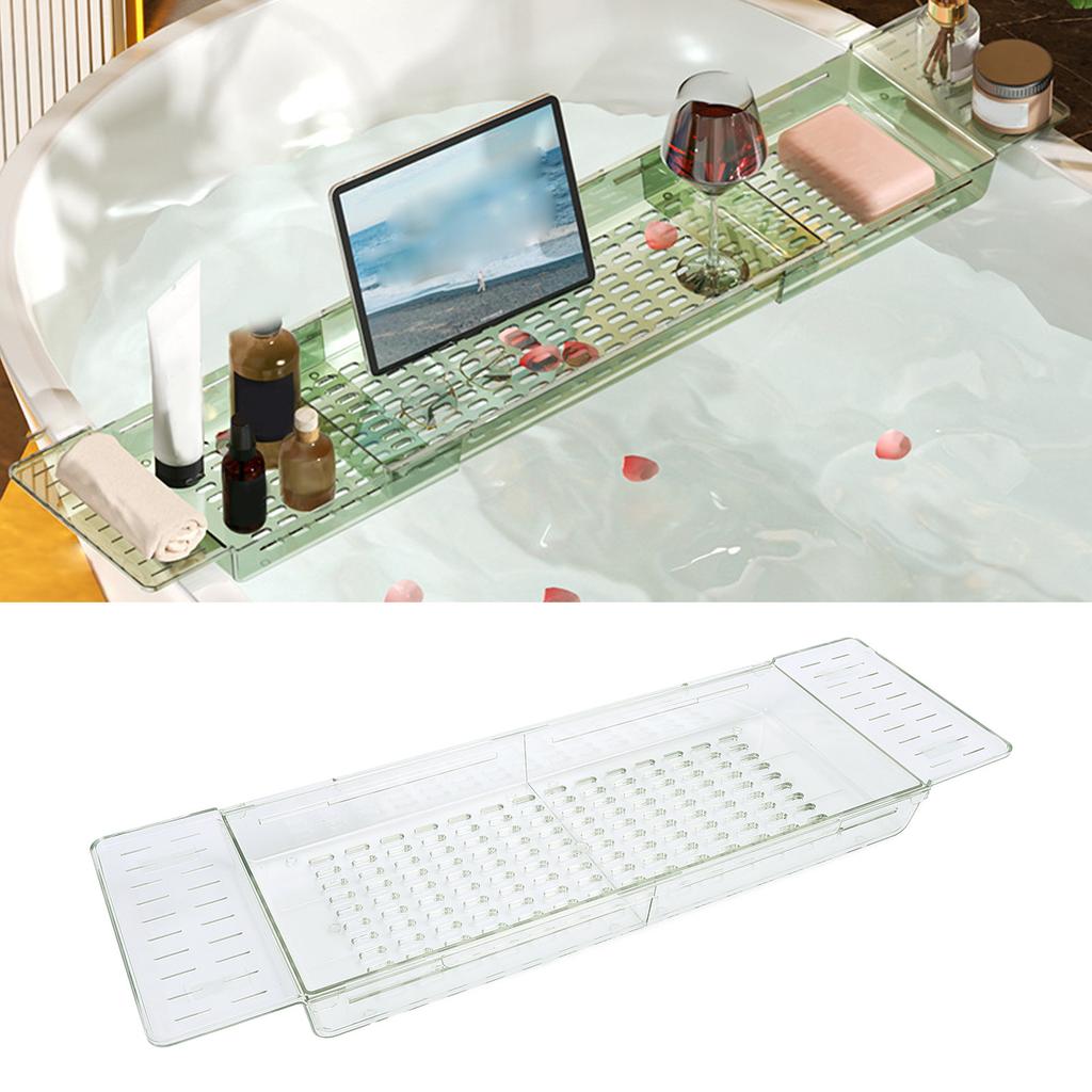 Clear Expandable Bathtub Tray PET   Water Resistant Bath Tub Tray Table for Bathroom