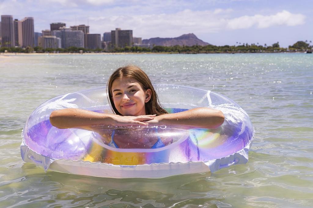 Rainbow Color Floating Ring Adult Size 120cm Floating Ring Chill Time Floating Ring with Rope Instagrammable (1 Piece)