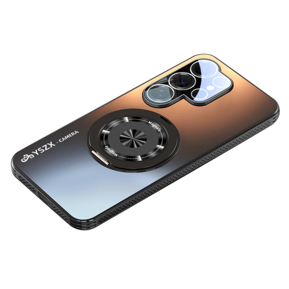 

For Samsung Galaxy S25 Ultra Magnetic Case Rotating Kickstand PC+TPU Heat Dissipation Phone Cover with Lens Protection Black