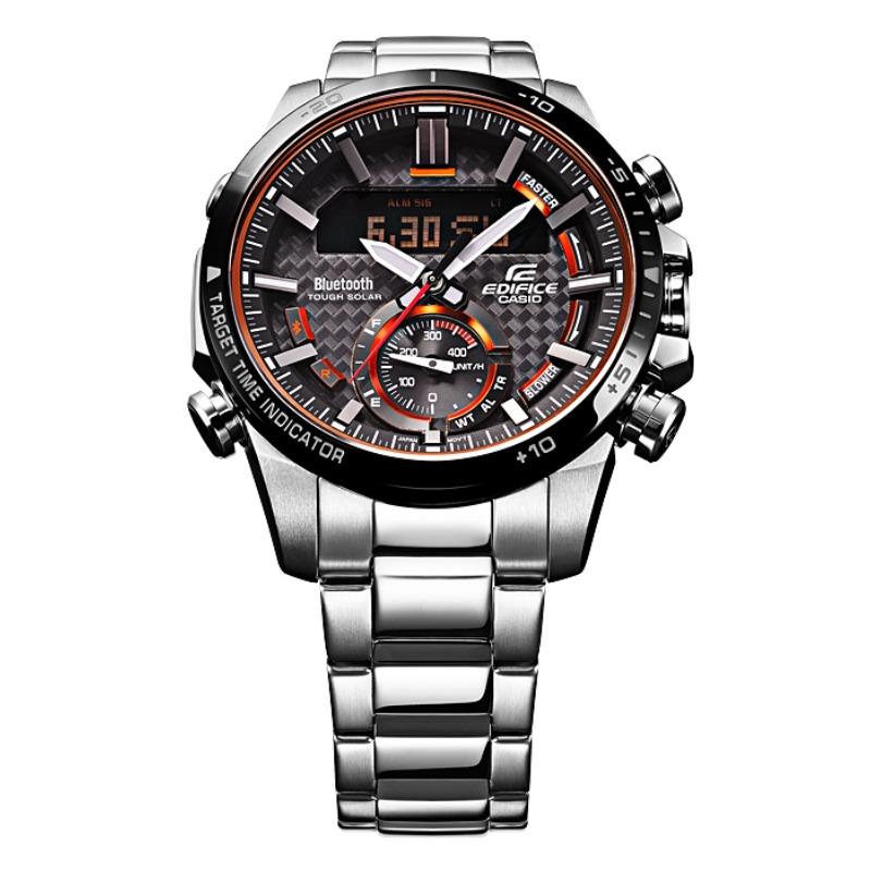 Casio Men's Stainless Steel 100M Water Resistant Quartz Watch ECB-800DB-1A