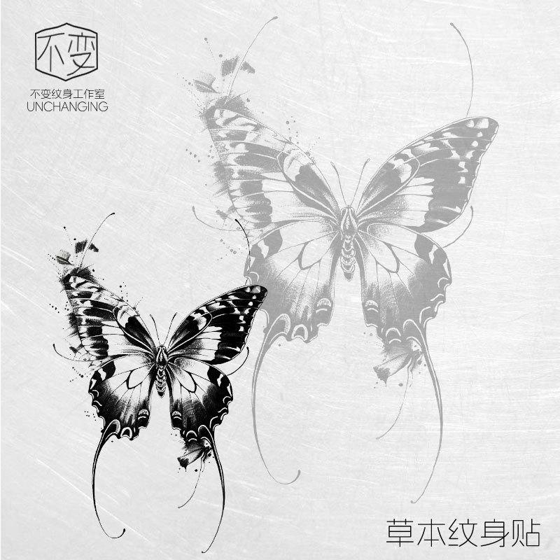 Schmetterling Kräutersaft Tattoo-Aufkleber, Nicht-reflektierendes realistisches Design, Langlebige wasserdichte Körperkunst für einen auffälligen Stil
