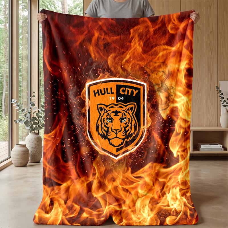 Coperta in Flanella con Stampa Hull City Football, Morbida Calda Leggera Coperta Plaid per Divano Letto Campeggio