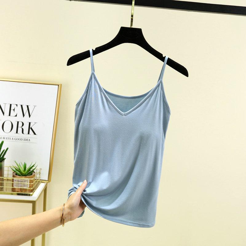 Women's Summer V-Neck Padded Camisole - Slimming Sleeveless Base Layer Top