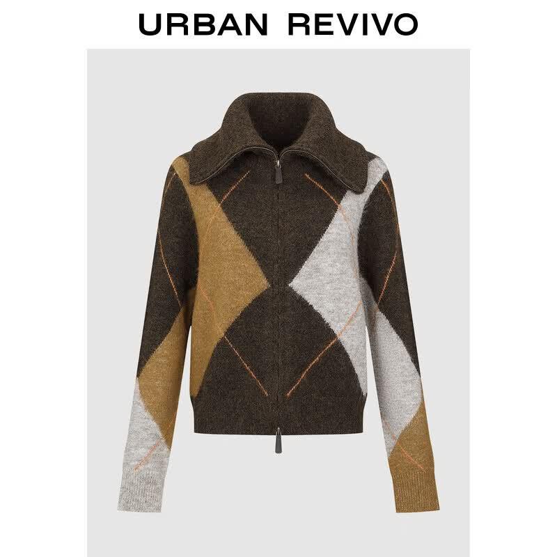UR 2025 Women's Retro Diamond Knit Cardigan