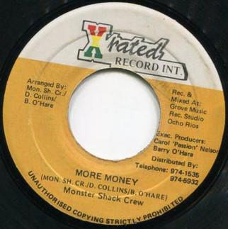 

7-дюймовая пластинка MONSTER SHACK CREW - More Money NONE X-Rated Record 1998 Ямайка Регги, Ска и Даб Б/У