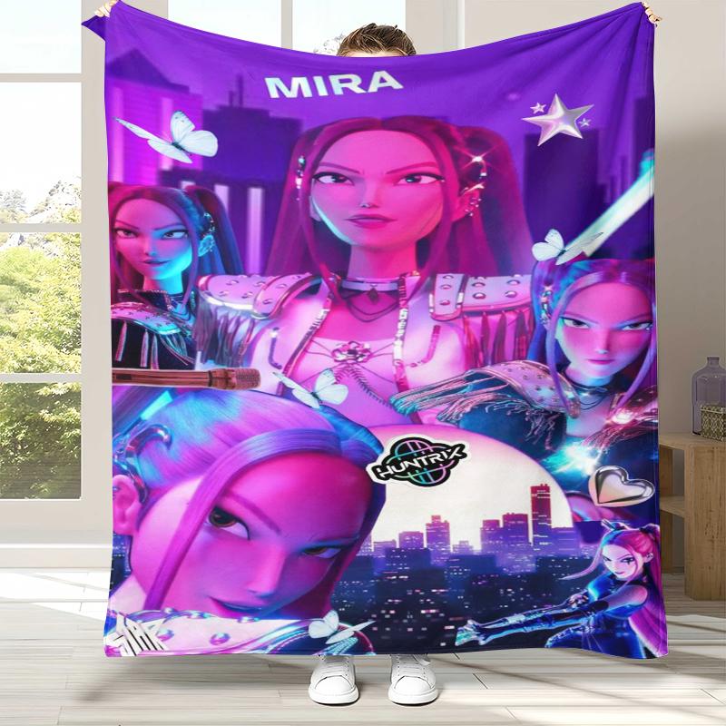 

K-Pop Demon Hunters Golden Saja Boys Flannel Blanket,Ultra Soft Warm Plush Throw for Home Bedroom Bed Sofa Cover Office picnic 75x90cm