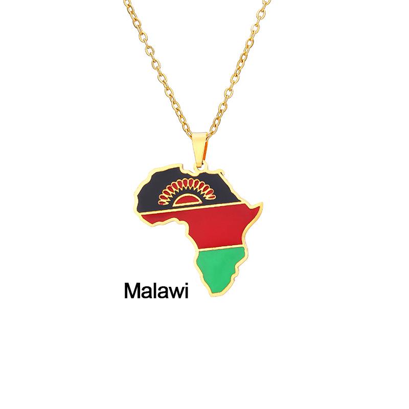 Edelstahl Afrikanische Karte Halskette: Elfenbeinküste, Ruanda, Ägypten, Uganda