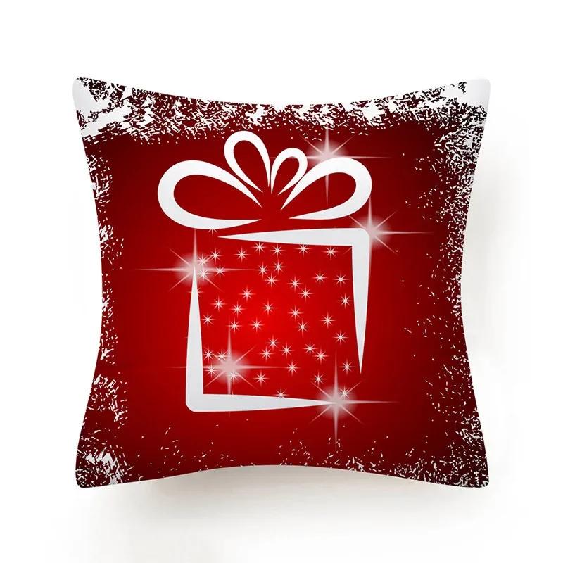 Christmas Pillowcase  Pillowcase Polyester Merry Christmas Print Sofa Cushion Decoration Pillowcase Christmas Gift,(6) 30x30cm