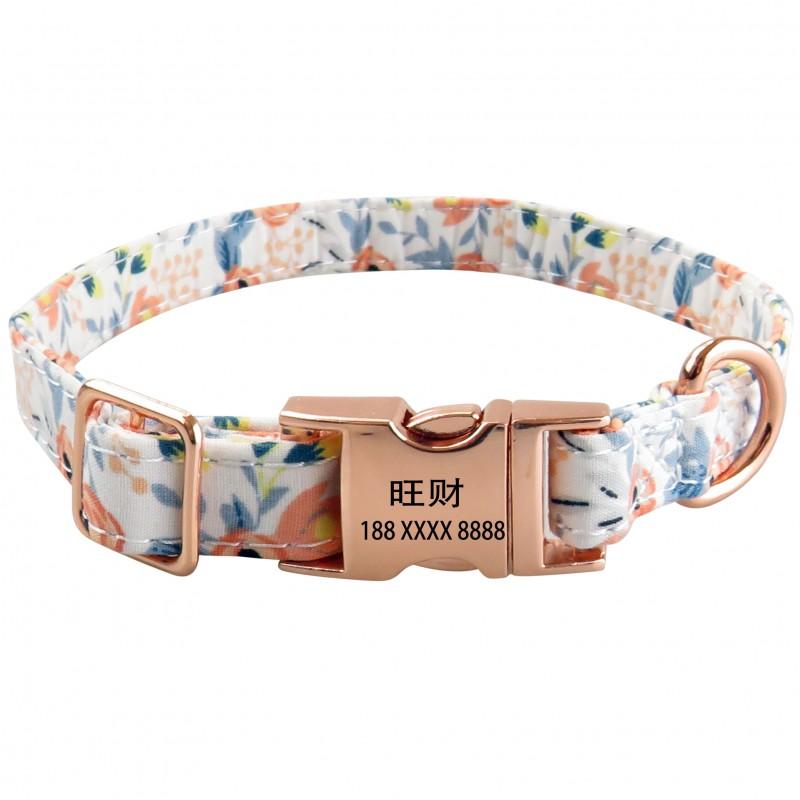 Floral Pet Collar With Bow Metal Buckle Cats Small Dogs Adjustable Fashionable