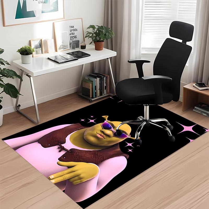 Teppich mit Shrek-Aufdruck, für Bürostuhl Wohnzimmer Schlafzimmer Küchenraum Dekoration Geschenke.
