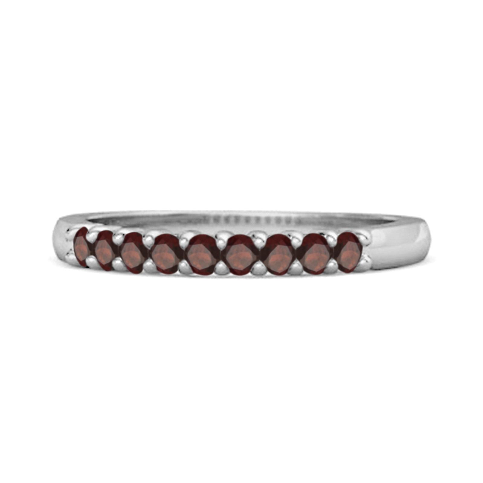 Garnet Round Half Eternity Ring - 925 Sterling Silver 10