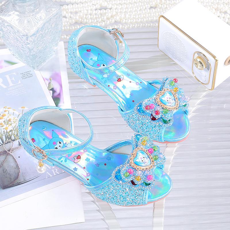 2026 New Summer Children's Crystal Shoes Baby High Heels Soft Sole Little Girl Summer