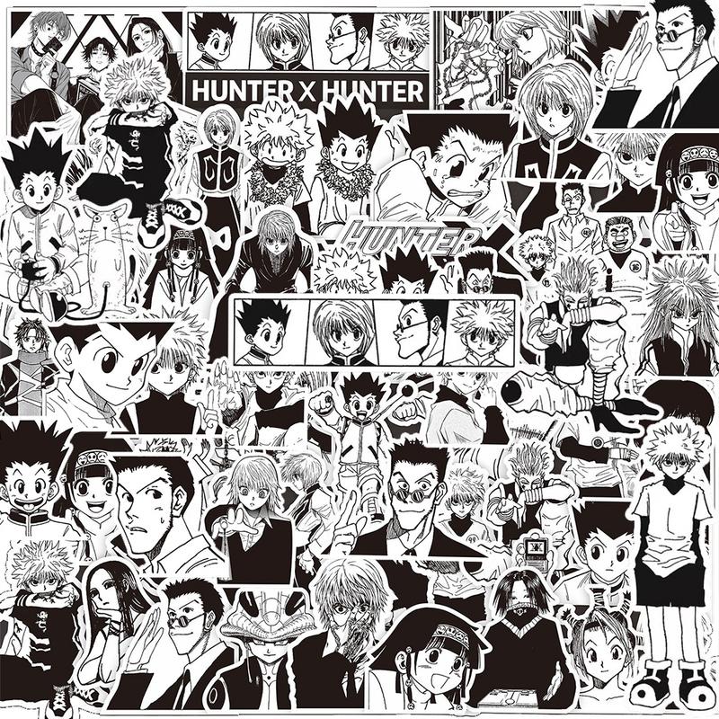 10/30/70 Stück Schwarz-Weiß Anime Hunter×Hunter Aufkleber Coole Graffiti Decals für Handy Koffer Notizbuch Kinder DIY Aufkleber Spielzeug
