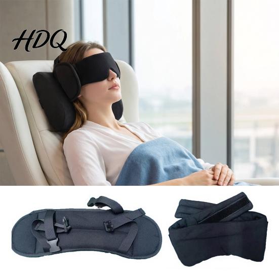Comfortable Travel Sleep Set Memory Foam Pillow with Eye Mask 3-in-1 Adjustable Neck Support Ergonomic Arm Straps And Rest for Airplane Train Office