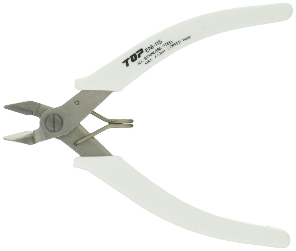 TOP Industrial Electro for Cutting Copper Stainless Made in Japan of (TOP) Nippers, 1.2mm Diameter, Wire, Spring-Loaded, Steel, ENI-115,