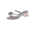 Summer new toe flower rhinestone cover toe with skirt crystal thick heel versatile temperament cool slippers