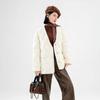 Womens Lightweight Down Coat Winter Warm Loose Fit Mid-Length V-Neck Duck Jacket Black Caramel Beige Gray Coffee