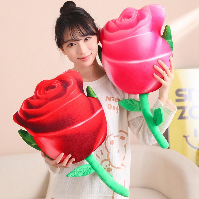 Creative Rose Throw Pillow Blanket Plush Toy Home Sofa Pillow Cushion Girls Office Nap Air Conditioner Blanket