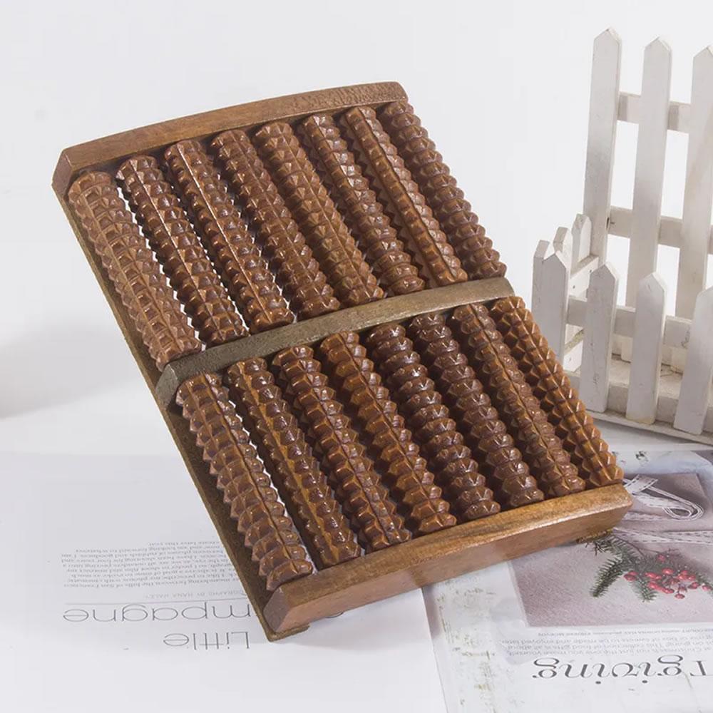 Eight Rows Solid Wooden Roller Foot Massager Pedicure Machine Foot Brush Wooden Feet Meridians Foot Massager