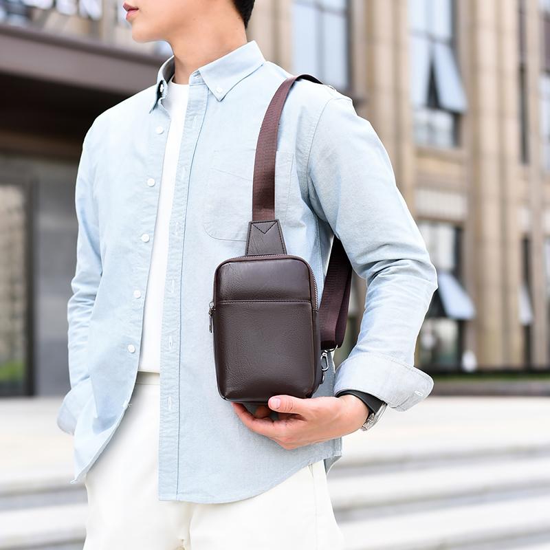 Unisex PU Leather Sling Bag – Compact Crossbody Chest Pack for Travel, Commute & Light Outdoor Use
