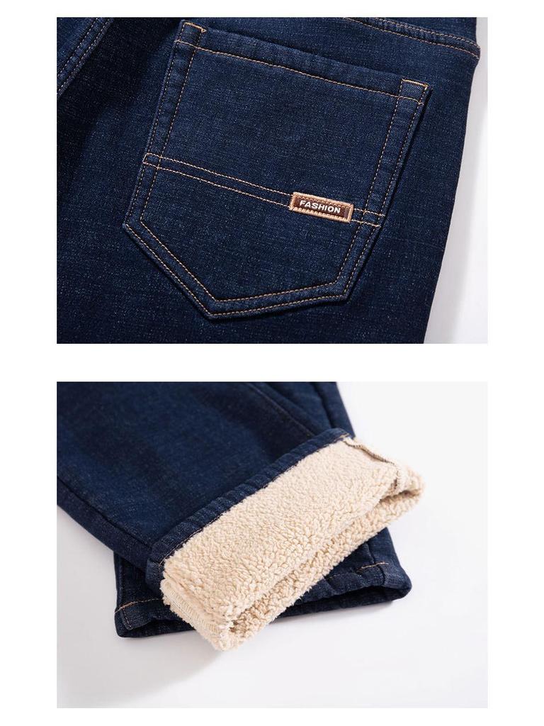 Men's Loose Fit Thickened Velvet Jeans - Plus Size for Fall/Winter