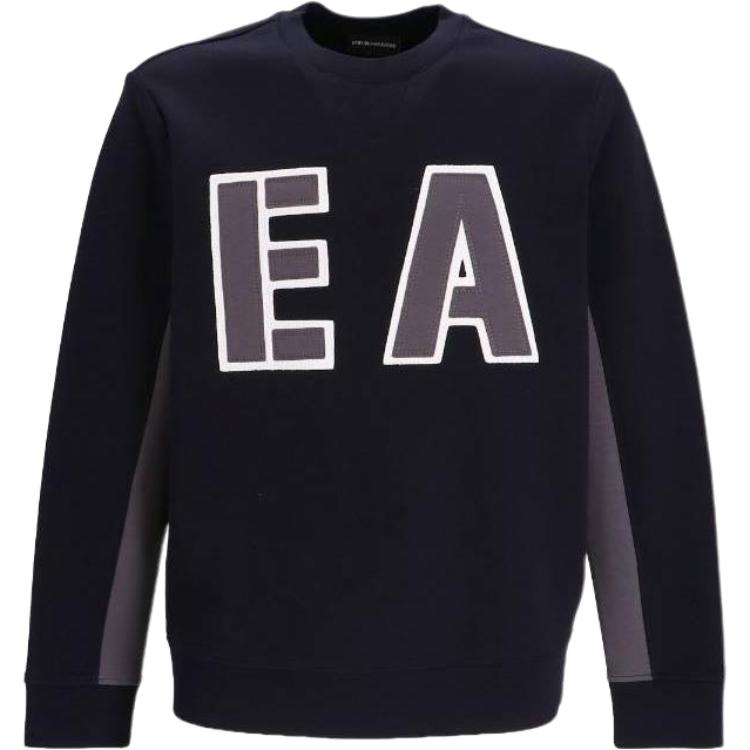 Emporio Armani FW22 Letter Patch Crewneck Sweatshirt Men sweatshirt Blue 6L1MP4-1JHSZ-0920 S