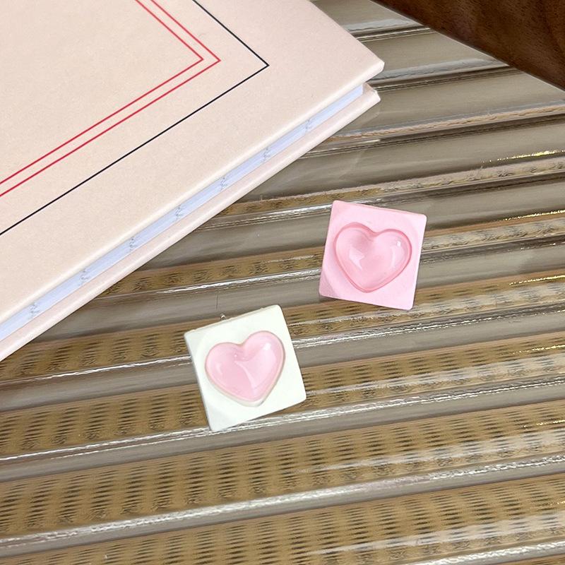 

Новые серьги для милой девушки, асимметричные квадратные серьги с выступами цвета любви, простые серьги для девочек