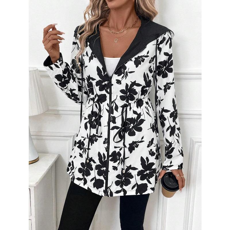 JKASHDK Women's Fashion Casual Leopard Print Autumn Winter Long Sleeve Hooded Jackets & Coats