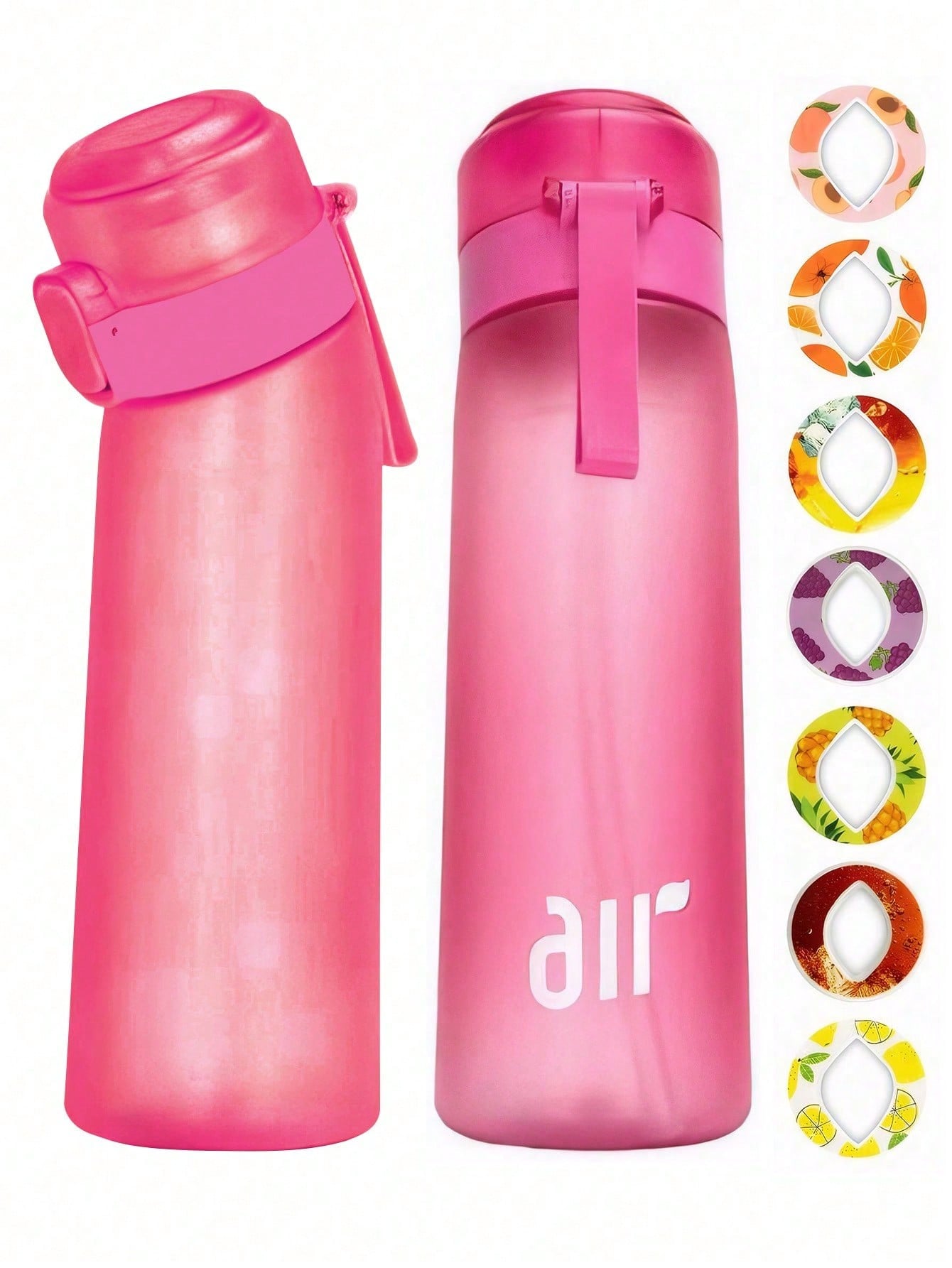 1 stuks nieuwe 800 ml/27 oz draagbare sport-traw waterfles, uitgerust met 1 stuks willekeurige fruitdrank smaakcapsules zonder suiker en zonder calorieën 0.8L rood
