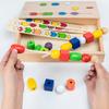 Wooden Threading Toys Montessori Beading Activities for Kids Hand-Eye Coordination Fine Motor Skill Color Shape Matching Game