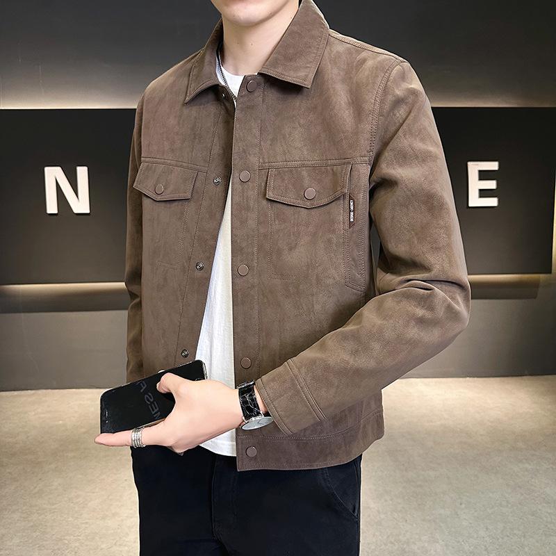 Men's Suede Jacket, Autumn/Winter 2025: High-End Trend, Lapel, Slim-Fit, Stylish and Handsome Design