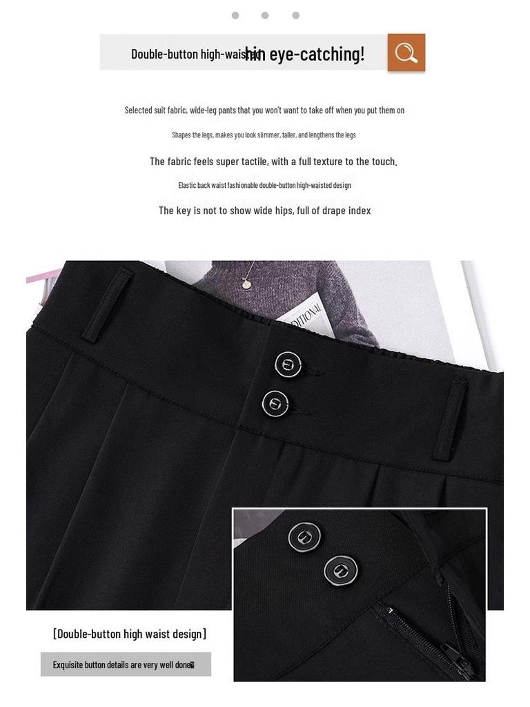 Women's Fleece-Lined Slim-Fit Wide-Leg Pants: High-Waisted, Sleek, and Stylish for Spring/Autumn