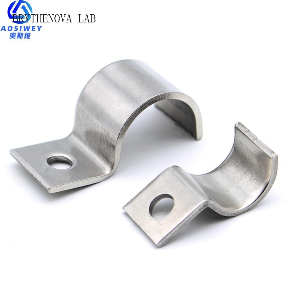 10pcs P-Type Stainless Steel Single Pipe Clamp Instrument Pipe Line/wire/tubing/gas Cable Clamp Building Installation Fixed Clip