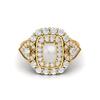 6X4MM Cushion Pearl Gemstone 925 Sterling Silver Gold Plated Solitaire Halo Women Engagement Ring