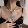 Gothic Punk Großes Kreuz Lange Halskette Y2K Mädchen Imitation Perle Halskette Hip Hop Zubehör Geschenke