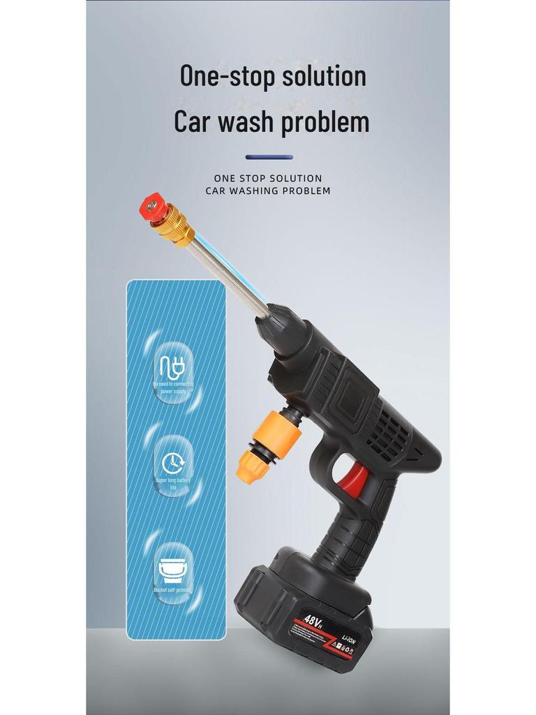 Portable High-Pressure Wireless Car Wash Machine with Lithium Battery
